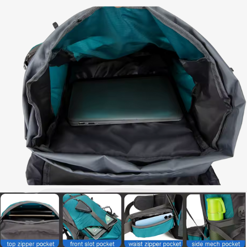 70L Hiking Backpack with Rain Cover – Waterproof Nylon Outdoor Travel & Camping Pack
