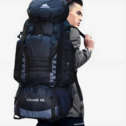 90L Water-Resistant Hiking Backpack — Rain Cover, Multi-Day