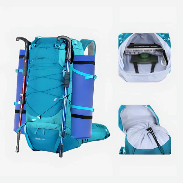 50L Water-Resistant Hiking Backpack — Rain Cover Included